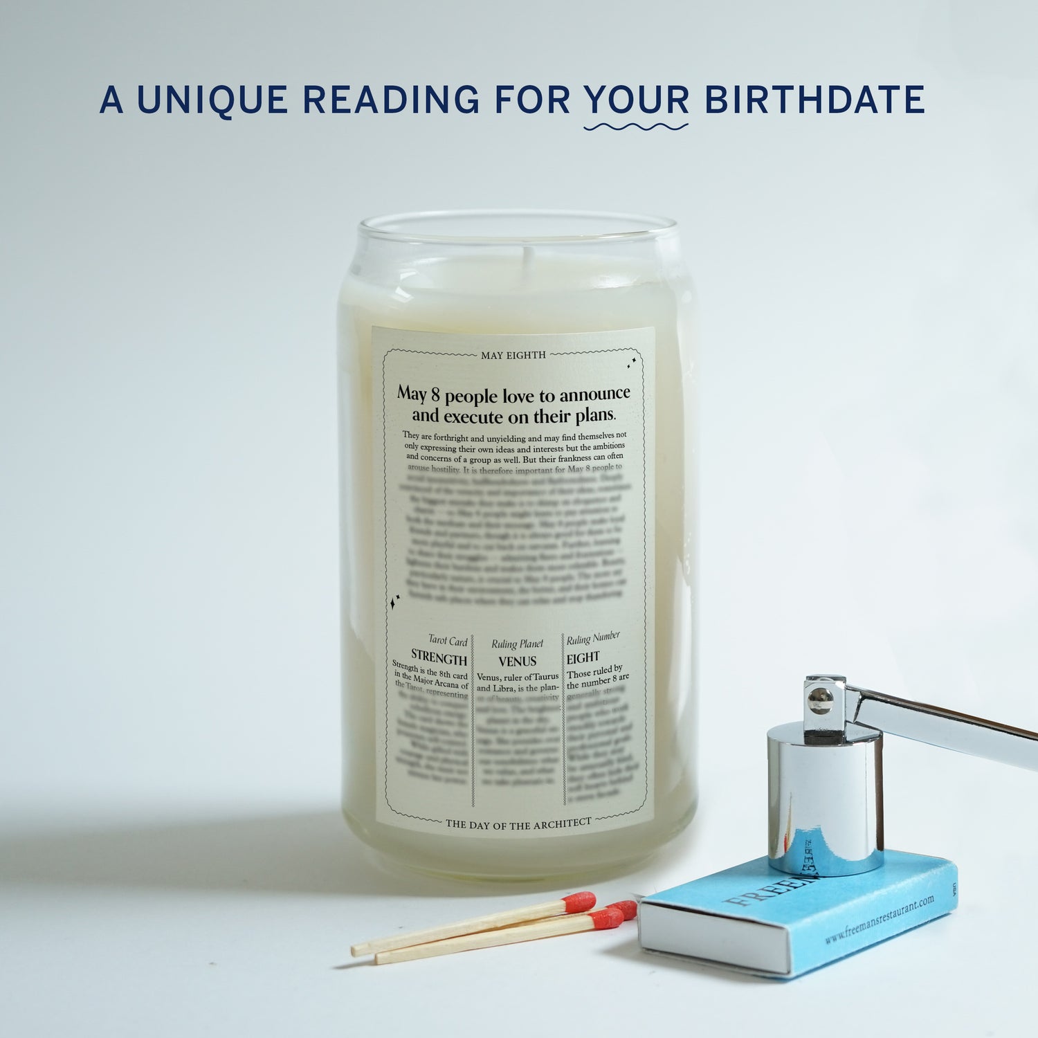 The Birthdate Candle back label