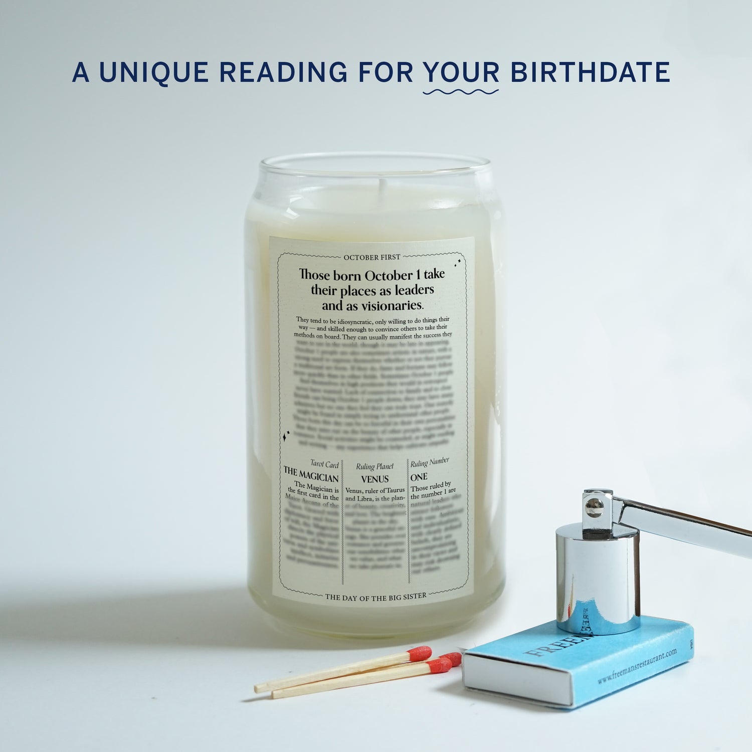 The Birthdate Candle back label